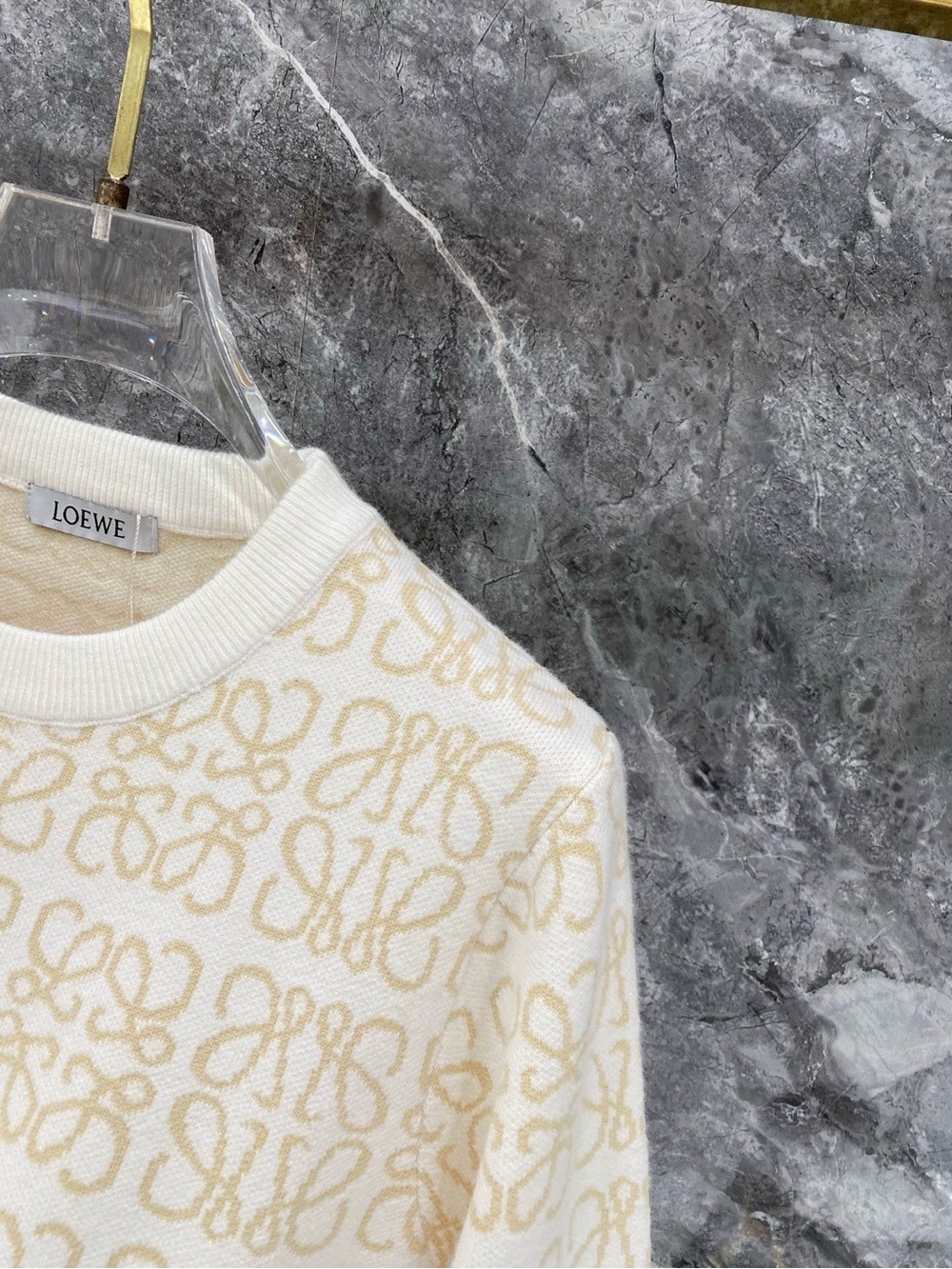 Loewe Cream and Beige Anagram-Jacquard Sweater - Picture 4 of 8